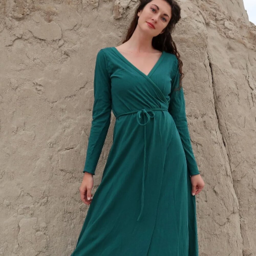 Gaia Conceptions Flip Wrap Simplicity Long Dress (Raincloud)